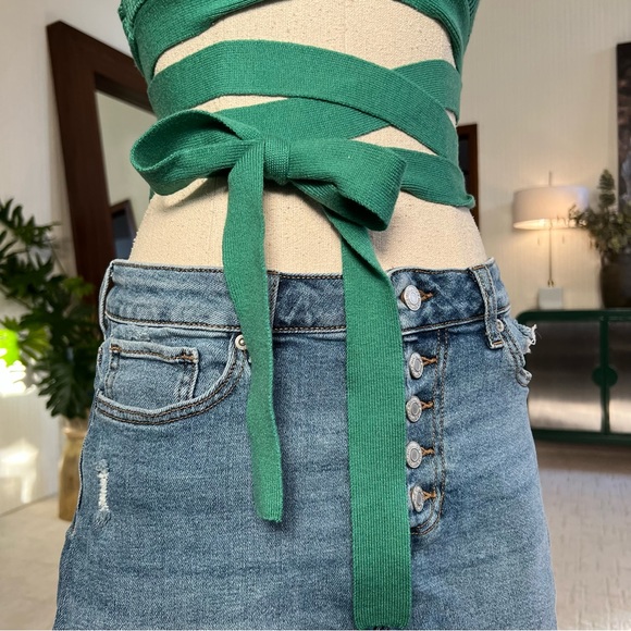 For Love and Lemons Joan Knit Cami Top Green Medium - Picture 3 of 8